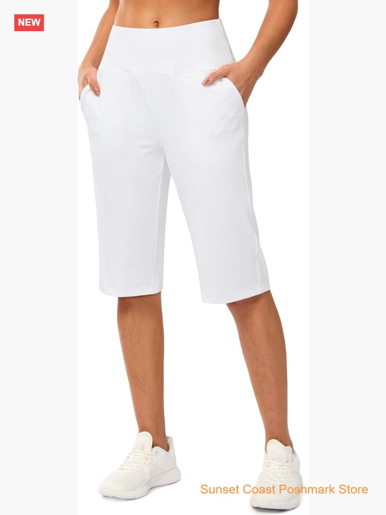 High Waisted Bermuda Shorts With Pockets 14 Inseam